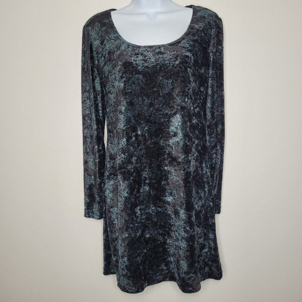 Vintage 90s All That Jazz green black velvet grunge flirty going out party dress
